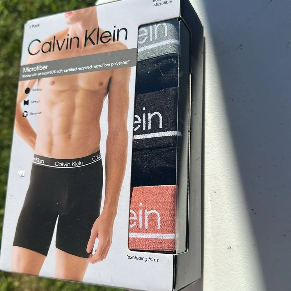 Calvin Klein 3-Pk Microfiber Black Boxer Briefs LG NWT